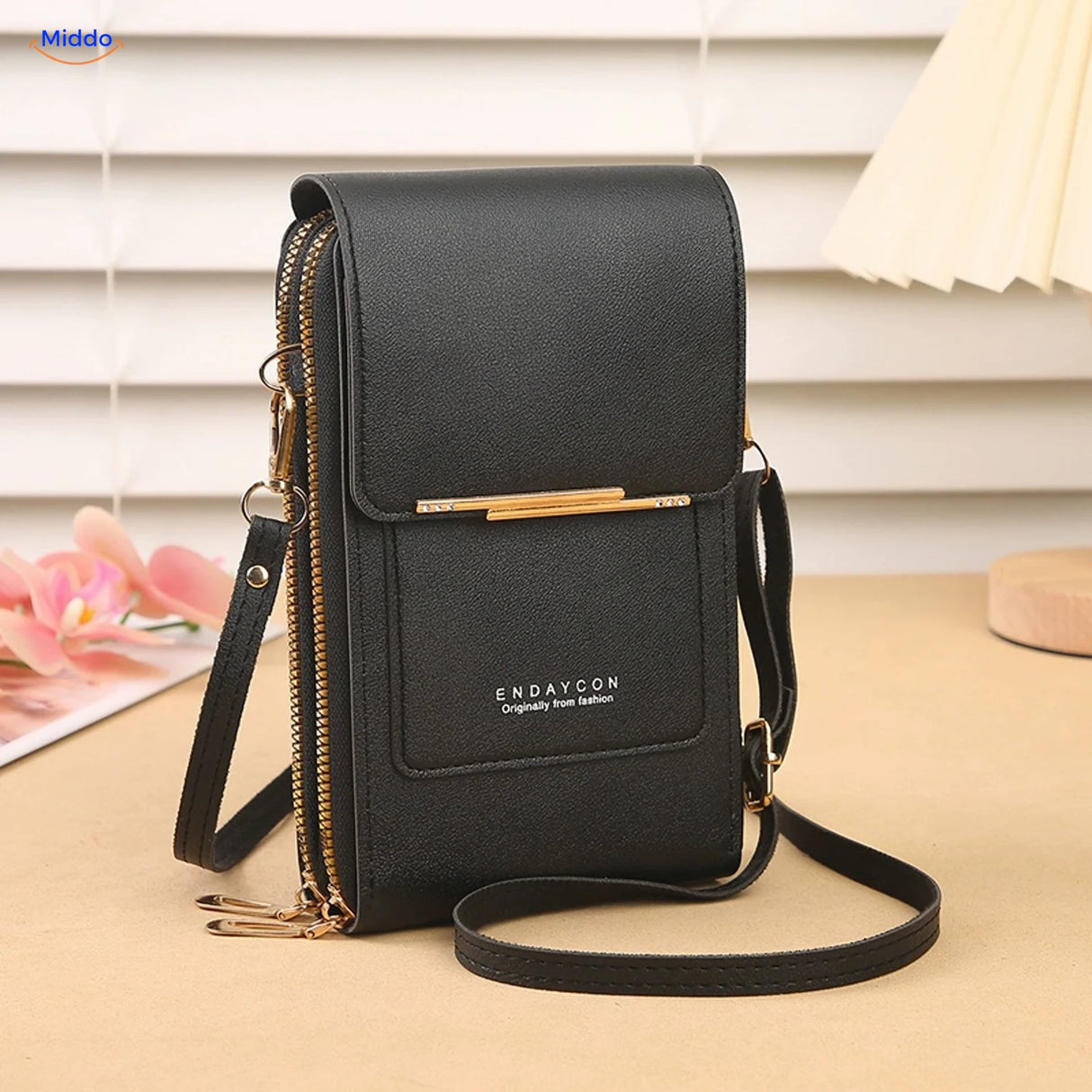 TouchScreenGo Crossbody-Handytasche, Schwarz