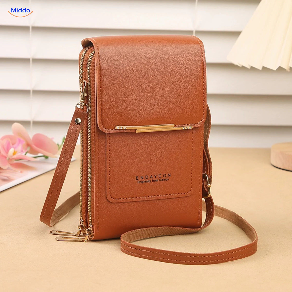 TouchScreenGo Crossbody-Handytasche, Braun