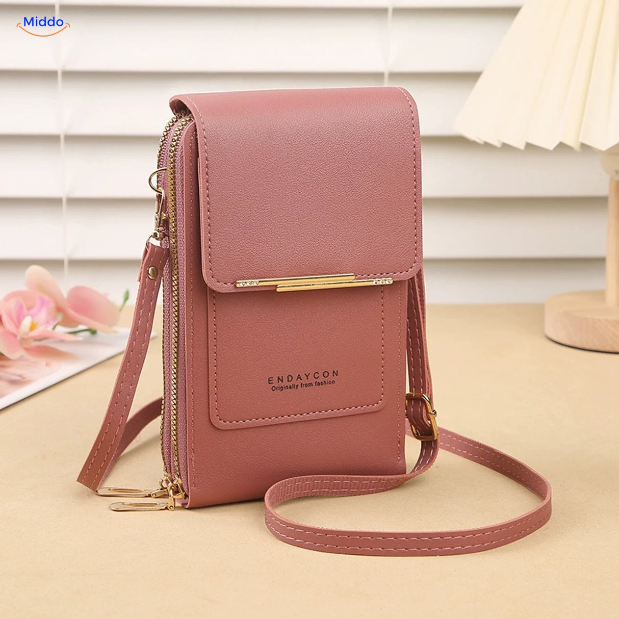 TouchScreenGo Crossbody-Handytasche, Dunkelrosa