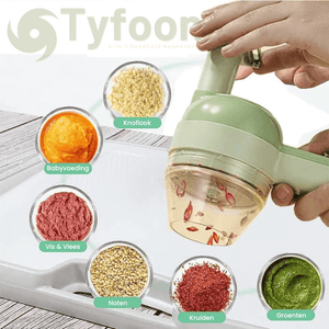 Tyfoon™ 4-in-1 Küchengerät: Schneiden, Hacken, Pürieren und Reinigen in Sekunden!