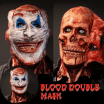 Blutige Doppelmaske, realistische Halloween-Maske mit Clown- und Schädelgesichtern