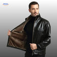 UrbanClass Lederjacke Modell aus schwarzem Leder mit Pelzfutter