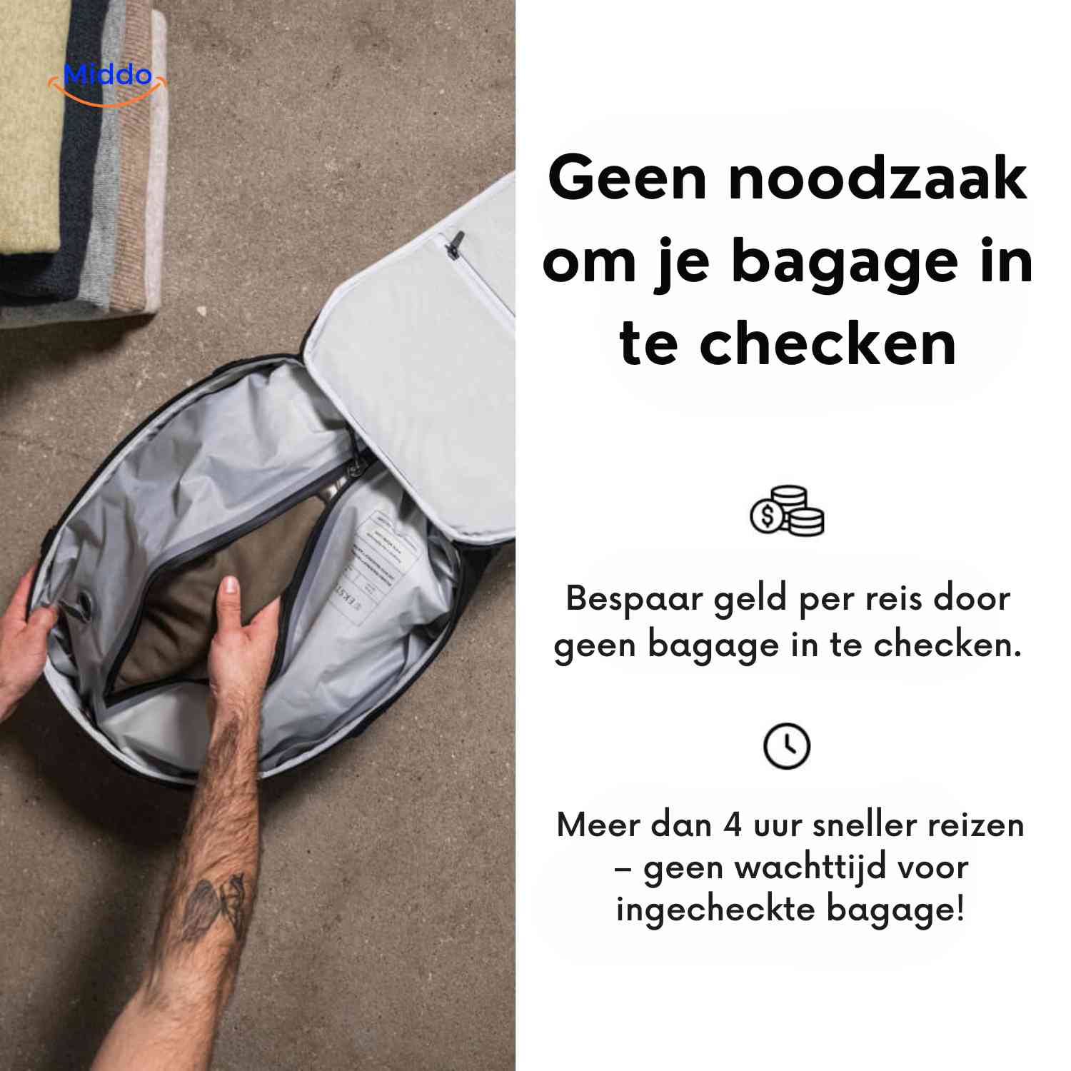 <del>Vacubag Tasche spart Eincheckkosten und Reisezeit mit Handgepäckformat www.middo.nl</del>