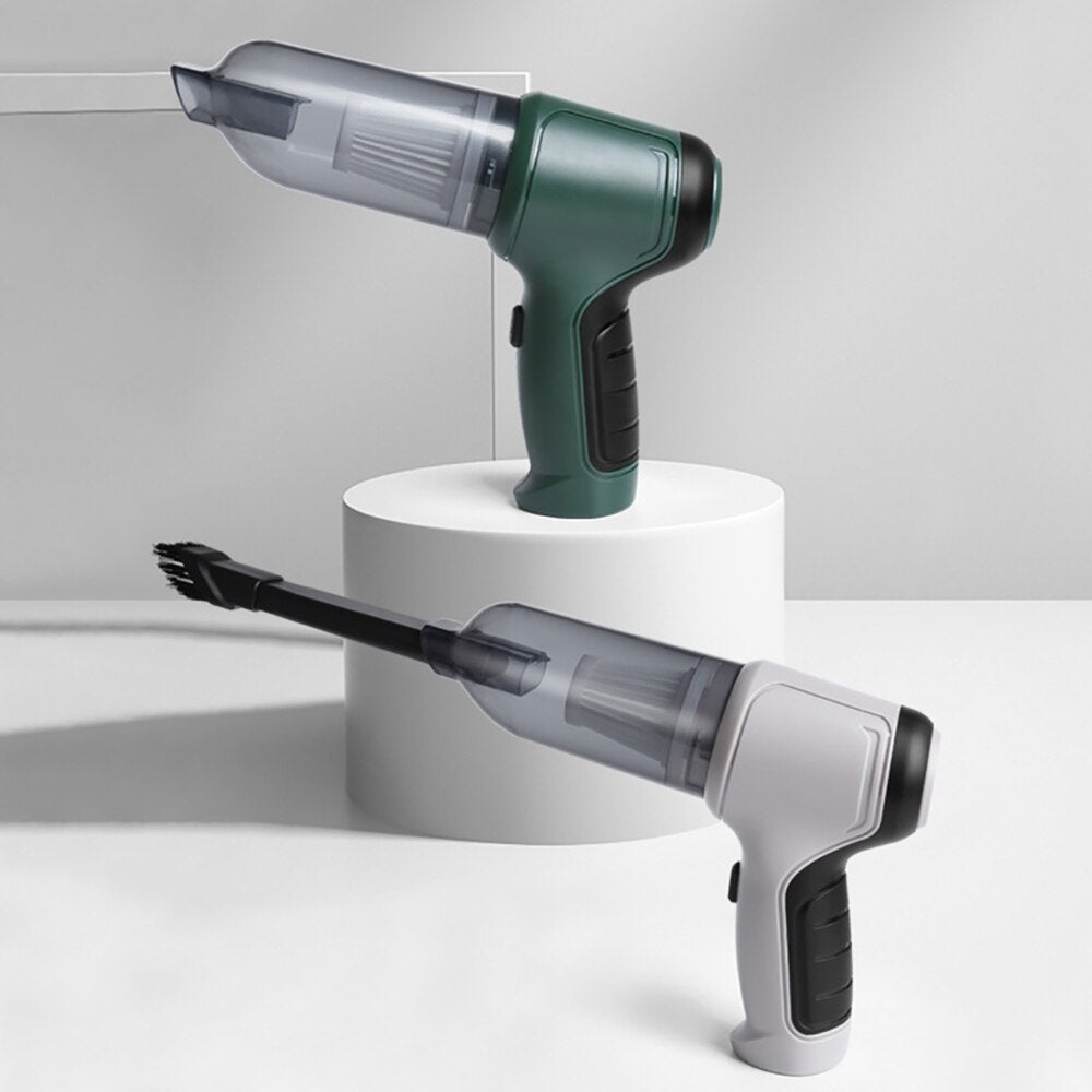 Zwei VacuümX PRO Handstaubsauger in Grün und Weiß im Display