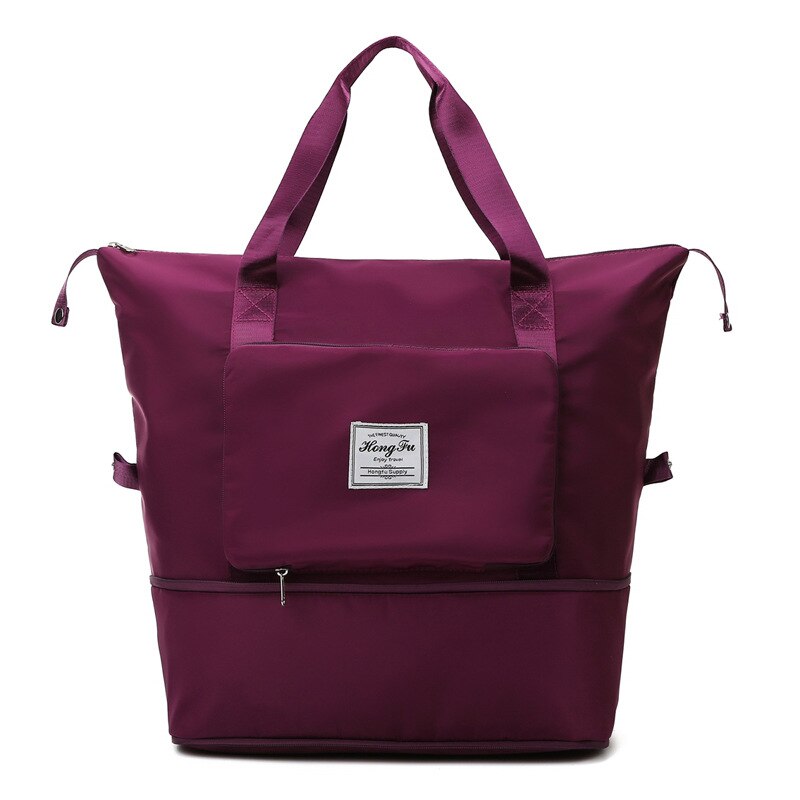 Bild, auf dem die Beggo wasserfeste und erweiterbare Tasche in der Farbe lila rot zu sehen ist