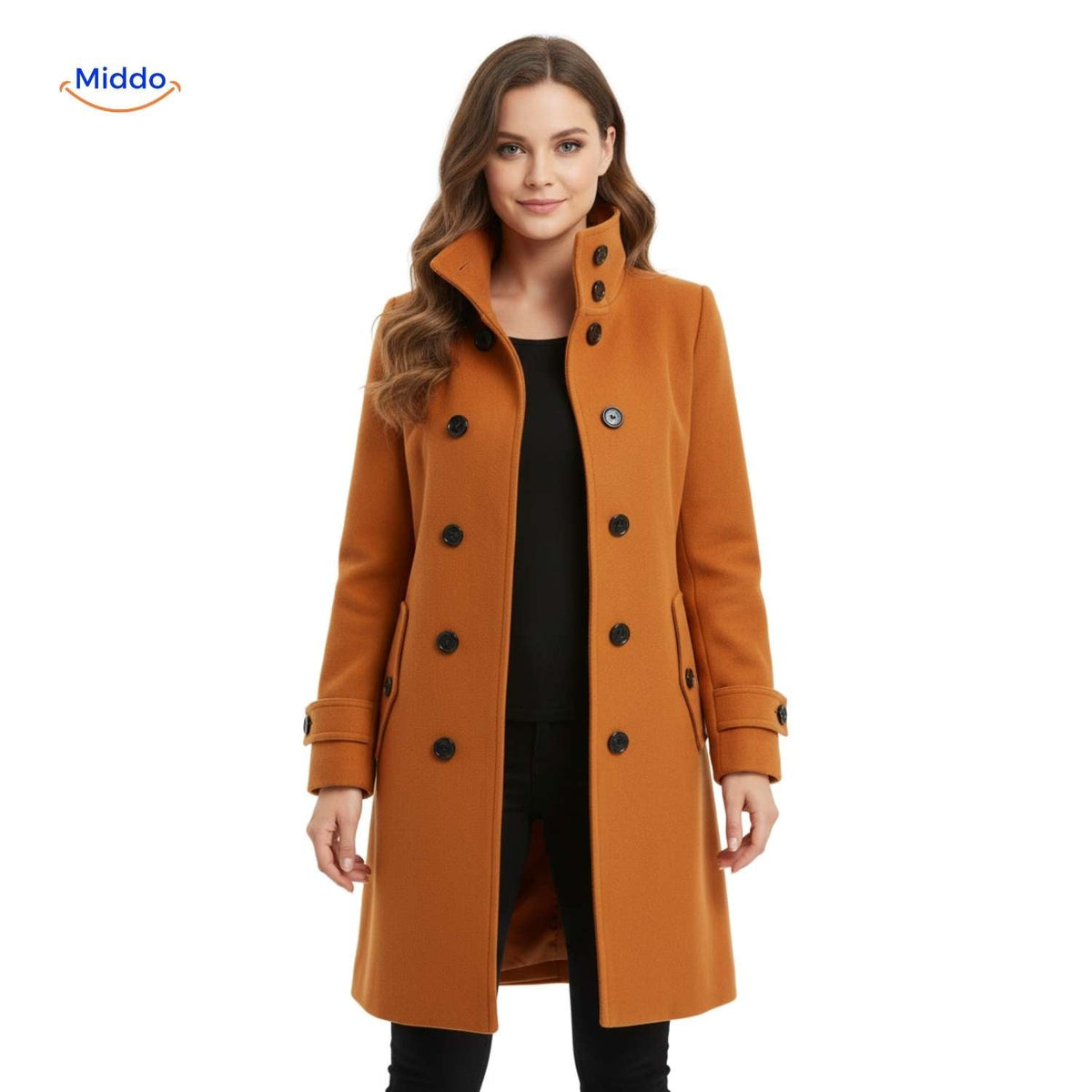Velourmantel für Damen mit Knopfverschluss vorne - Entdecken Sie elegante Mode auf