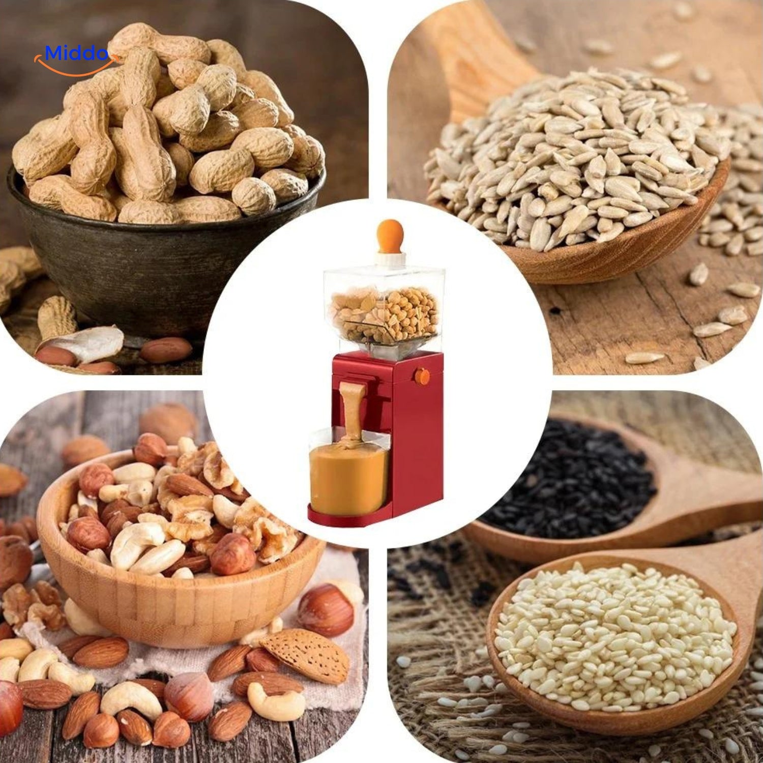 Verschiedene Erdnussarten mit Nutricrunch™ zur Herstellung von Erdnussbutter