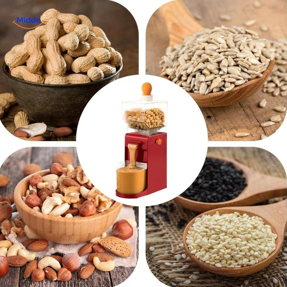 Verschiedene Erdnussarten mit Nutricrunch™ zur Herstellung von Erdnussbutter