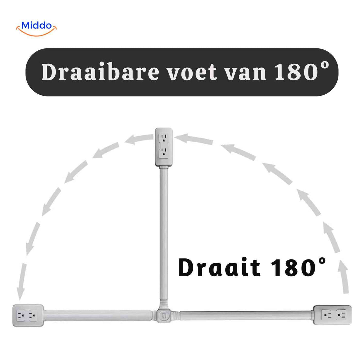 voltiflex Steckdose mit drehbarem Fuß für 180 Grad Drehung www.middo.de