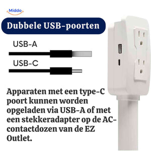 voltiflex Steckdose mit USB-A- und USB-C-Anschlüssen für universelle Verwendung