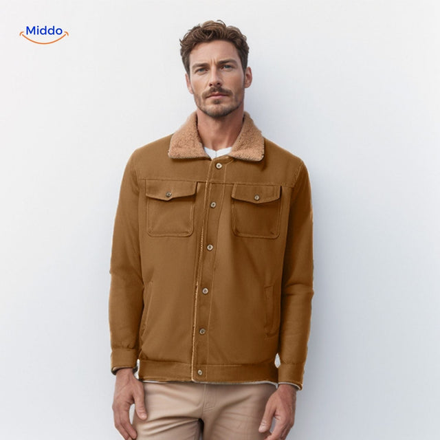 WinterFlex Herrenjacke camel mit braunem Kragen