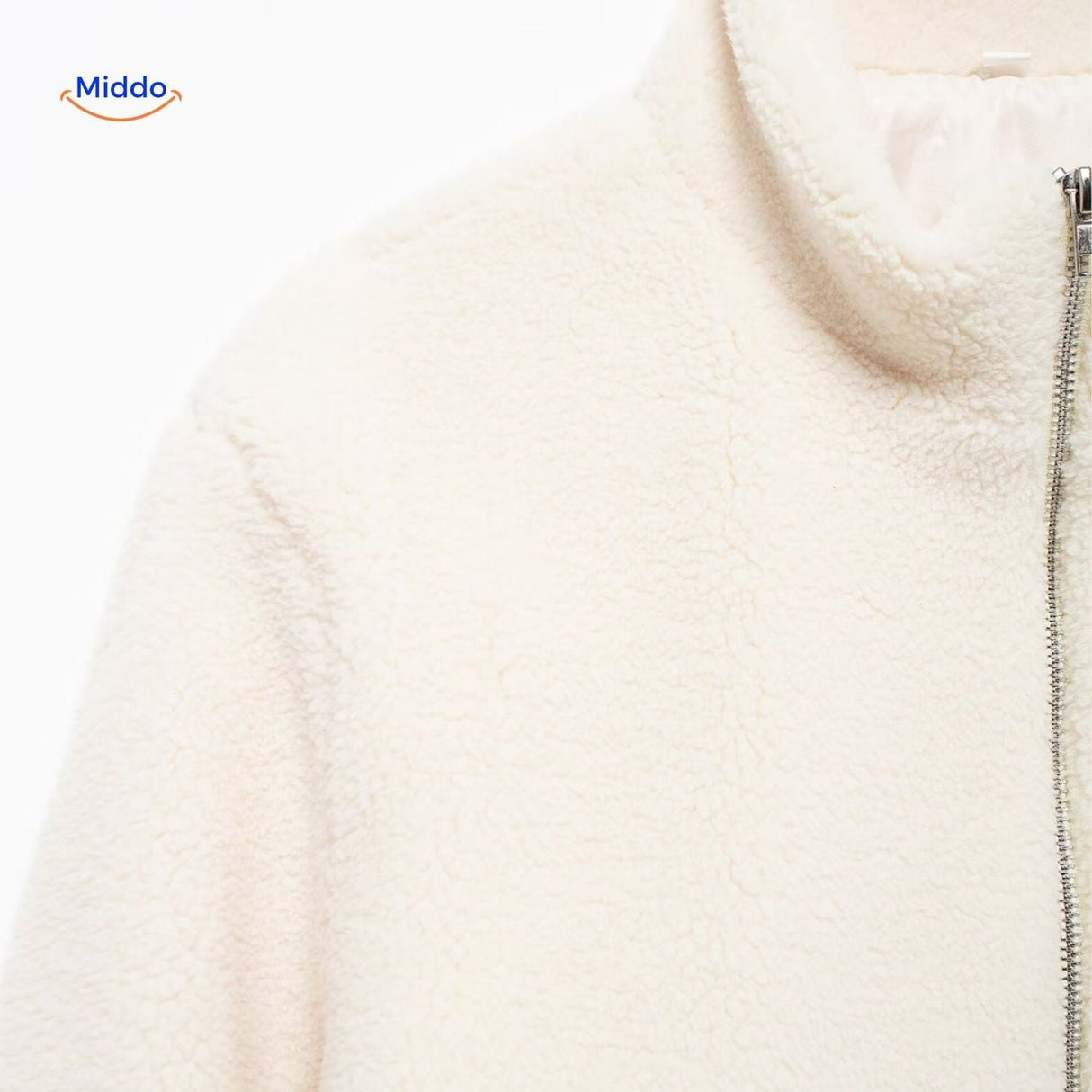 CozyLuxe Teddy Wolljacke weiß Brustpartie