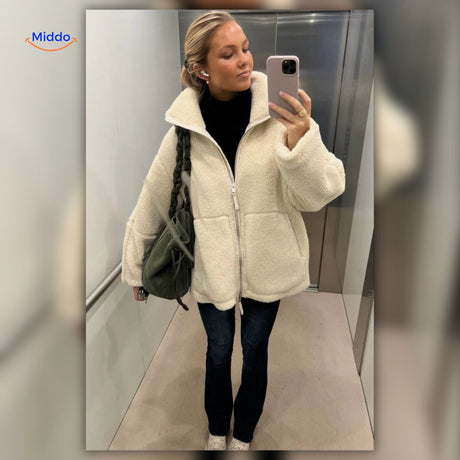 CozyLuxe Teddy Wolljacke weiß