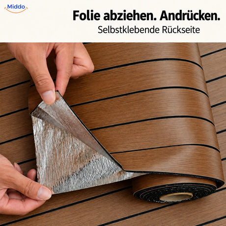 Woodline Rolle mit silberner Schutzfolie und selbstklebender Rückseite