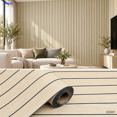 Woodline selbstklebende PVC-Wandpaneele – Hellbeige – GS001