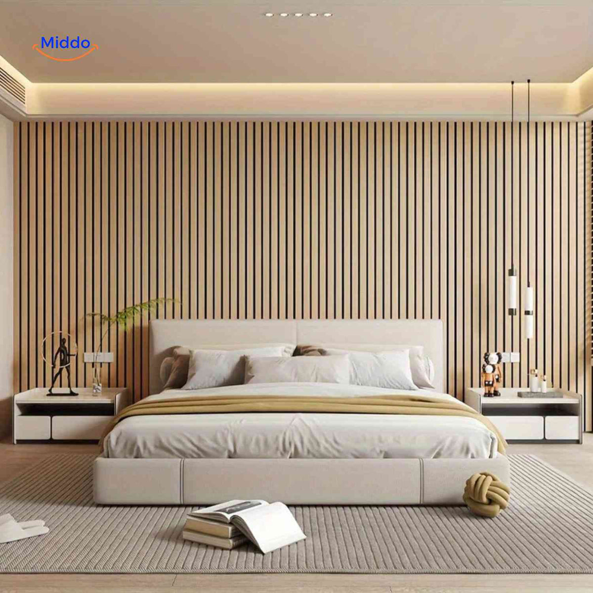 Woodline Wandpaneele modernes minimalistisches Schlafzimmerdesign