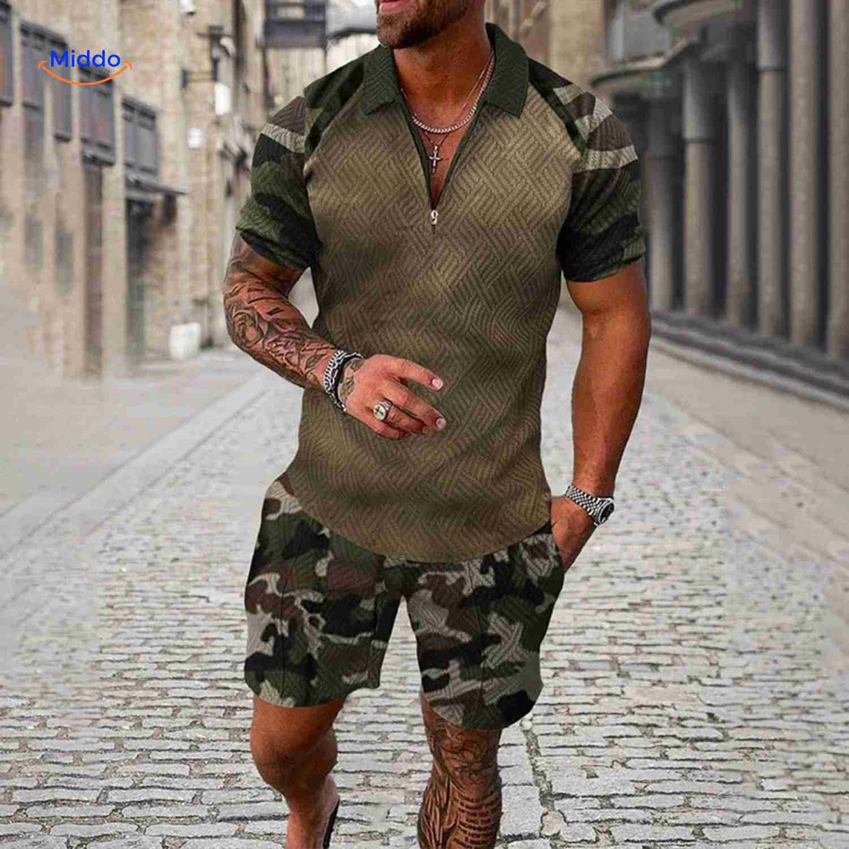 Zippora Set Camouflage Grün Army Look 2-teilig Sommer Set