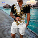 Zippora Set Luxe Barock Weiß Schwarz Gold Design Sommer Herren Set www.middo.de