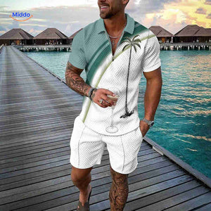 Zippora Set Palmenbaum Strandlook Grün Weiß Sommer Outfit www.middo.de