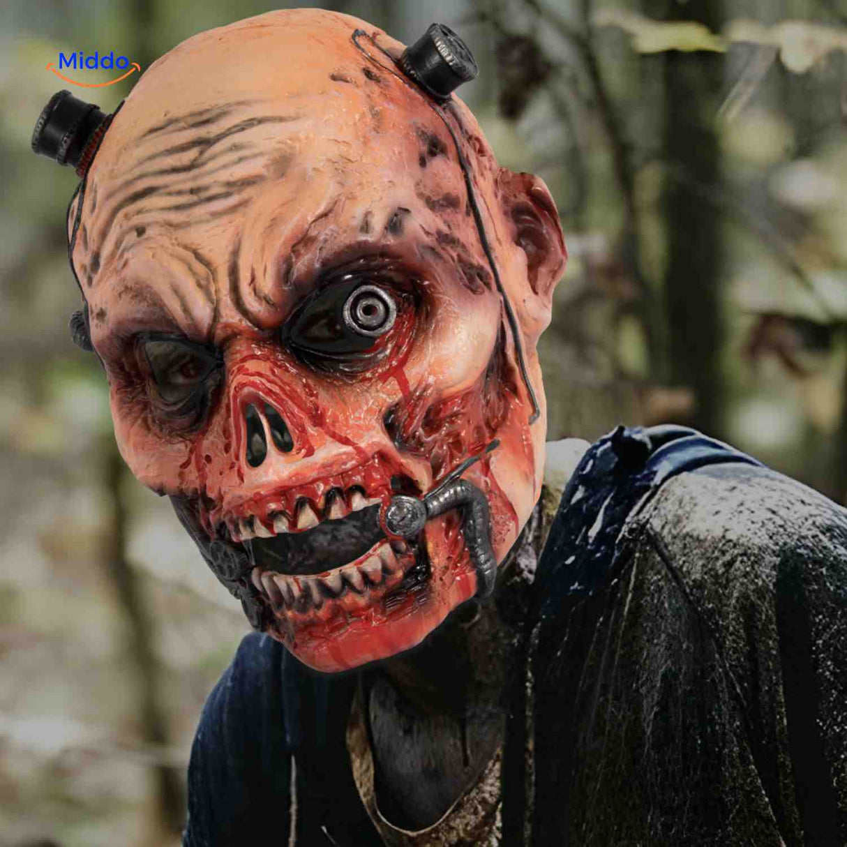Zombiora-Maske – Einzelnes Horrorzombie-Maske mit Details. Besuchen Sie uns auf www.middo.de!