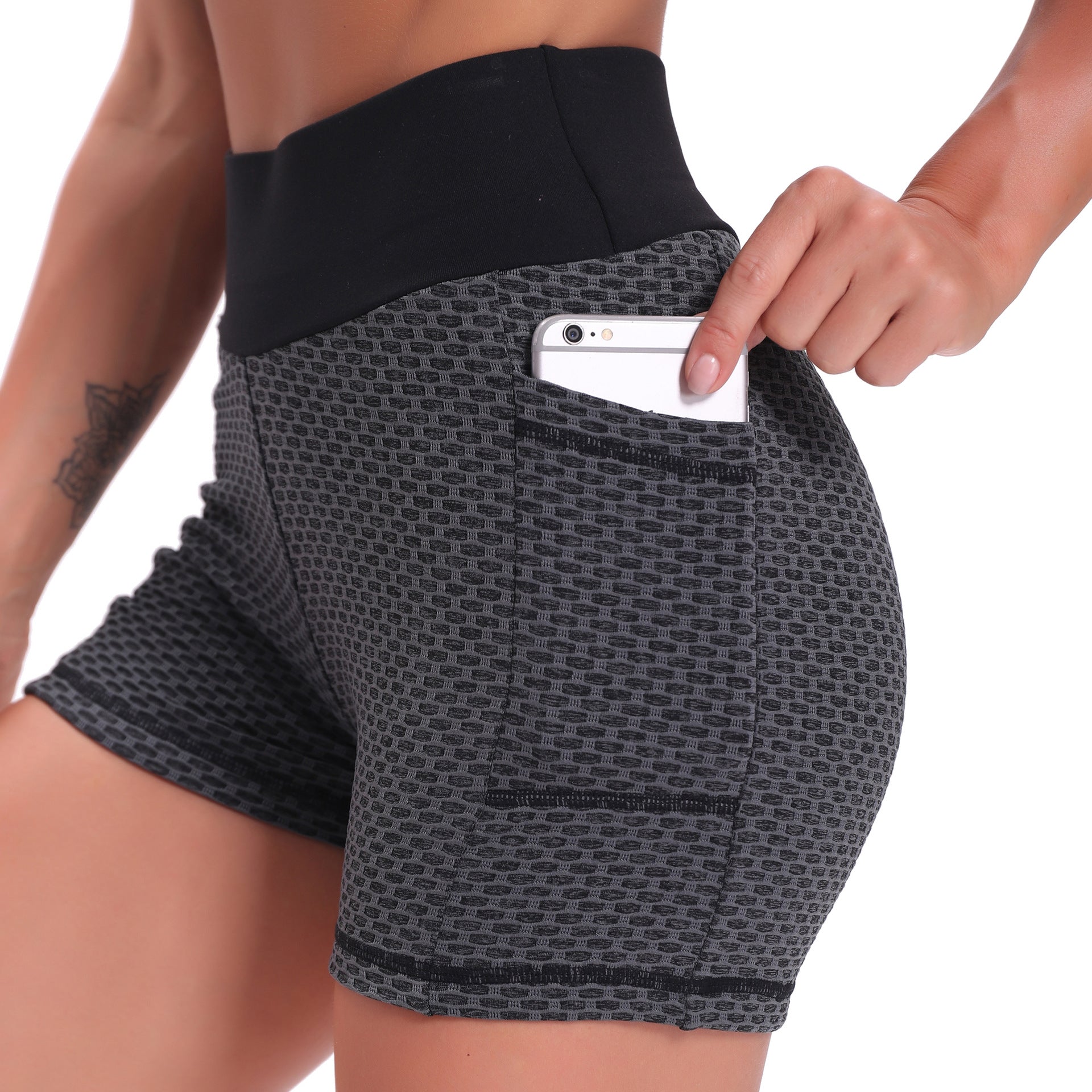FlexFit™ | Atemberaubende Hohe Taille Jacquard Yoga Shorts für Damen, Hebend & Komfortabel